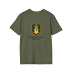 Shield Crest T-Shirt — Minimalist Green & Gold Logo Tee