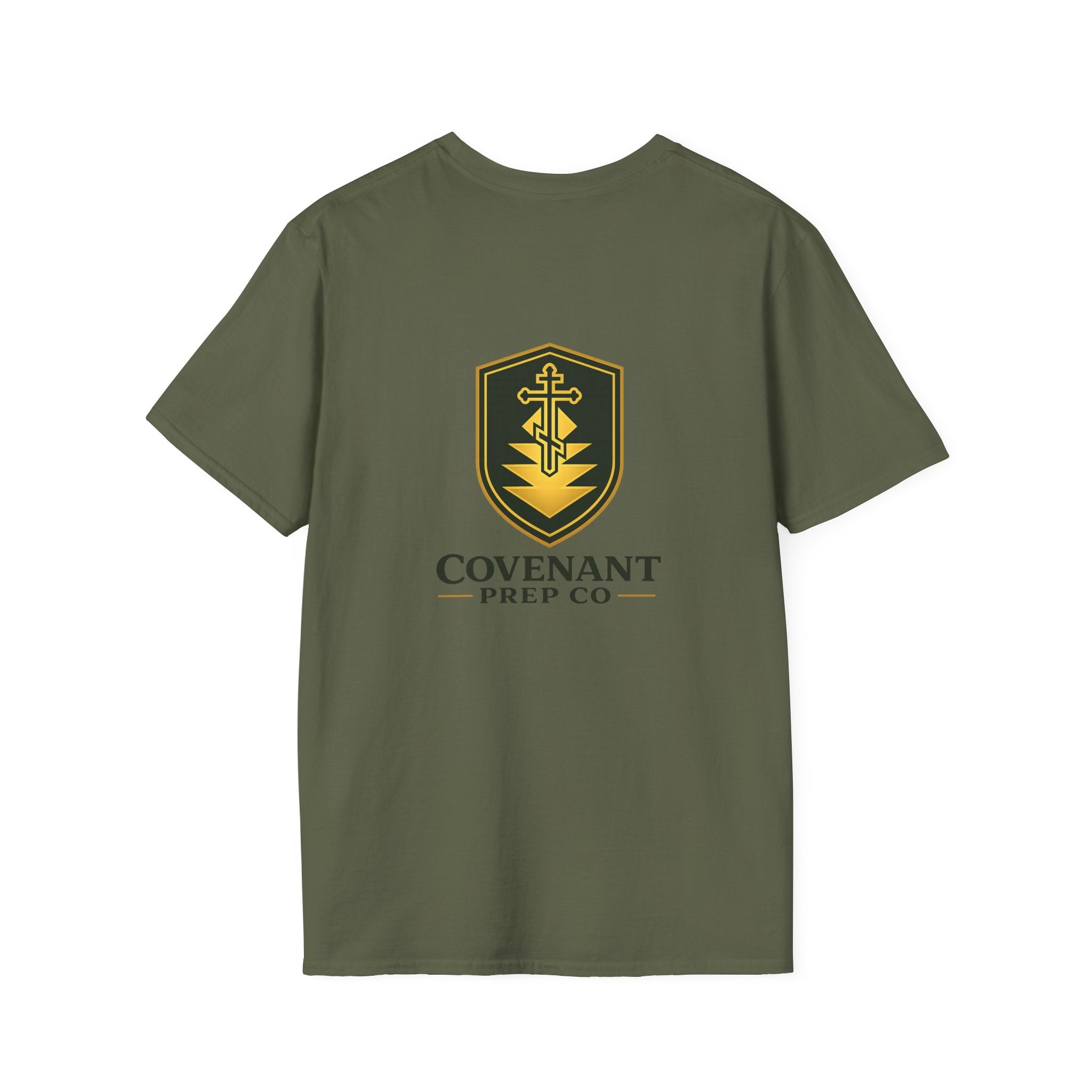Shield Crest T-Shirt — Minimalist Green & Gold Logo Tee