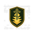Gold Heraldic Cross Shield Die-Cut Sticker — Christian Emblem Laptop Decal