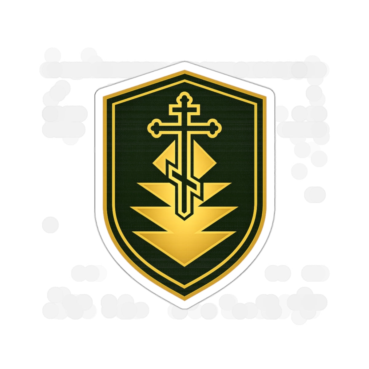 Gold Heraldic Cross Shield Die-Cut Sticker — Christian Emblem Laptop Decal