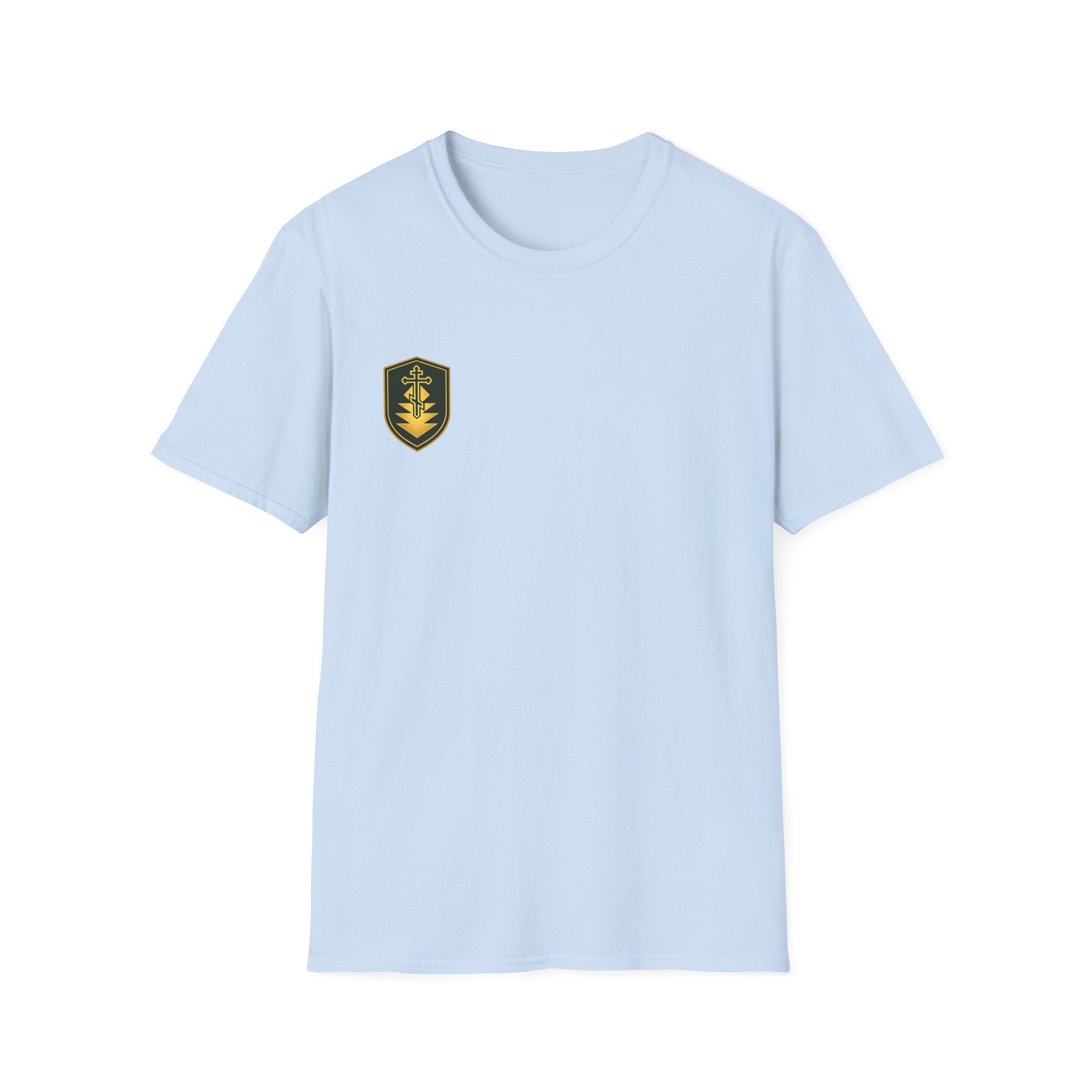 Shield Crest T-Shirt — Minimalist Green & Gold Logo Tee