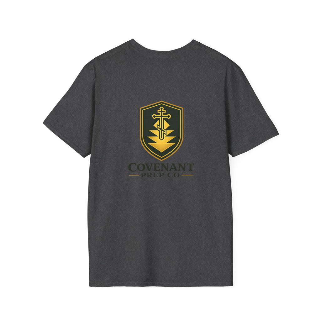 Shield Crest T-Shirt — Minimalist Green & Gold Logo Tee