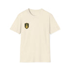 Shield Crest T-Shirt — Minimalist Green & Gold Logo Tee