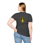 Shield Crest T-Shirt — Minimalist Green & Gold Logo Tee