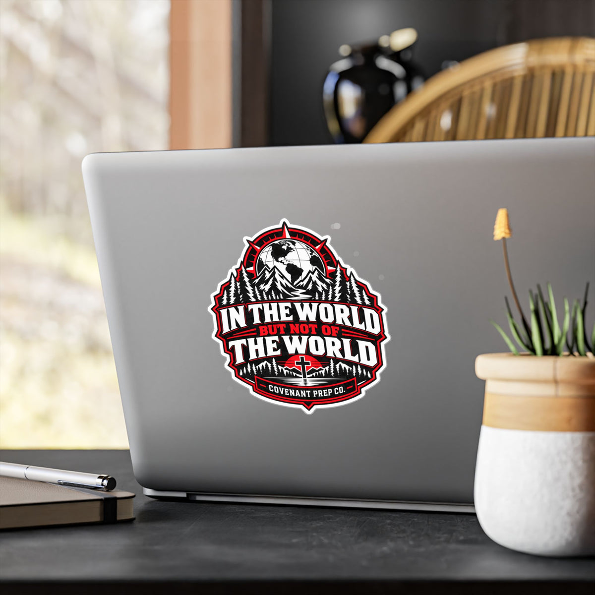 In The World, Not Of The World Sticker - Red & Black