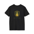 Shield Crest T-Shirt — Minimalist Green & Gold Logo Tee