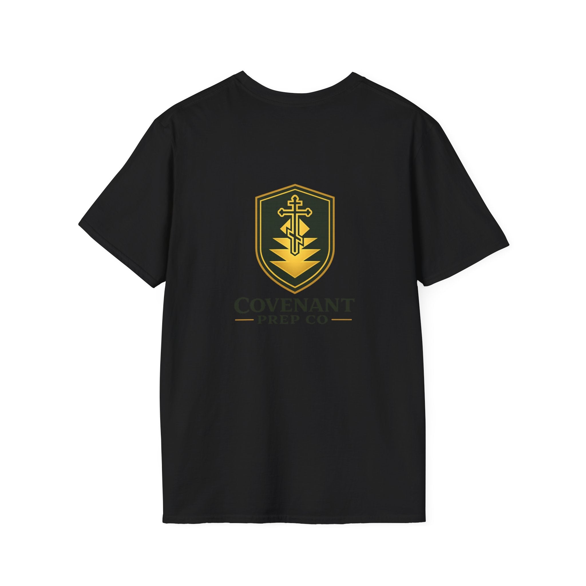 Shield Crest T-Shirt — Minimalist Green & Gold Logo Tee