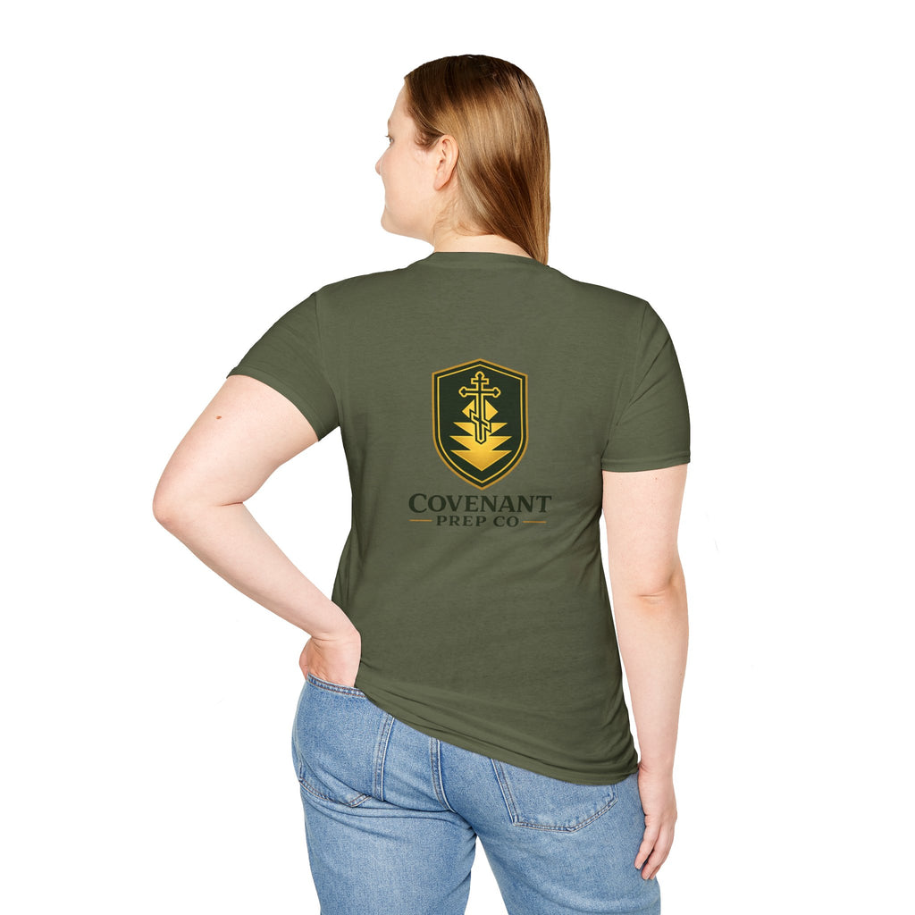 Shield Crest T-Shirt — Minimalist Green & Gold Logo Tee