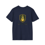 Shield Crest T-Shirt — Minimalist Green & Gold Logo Tee