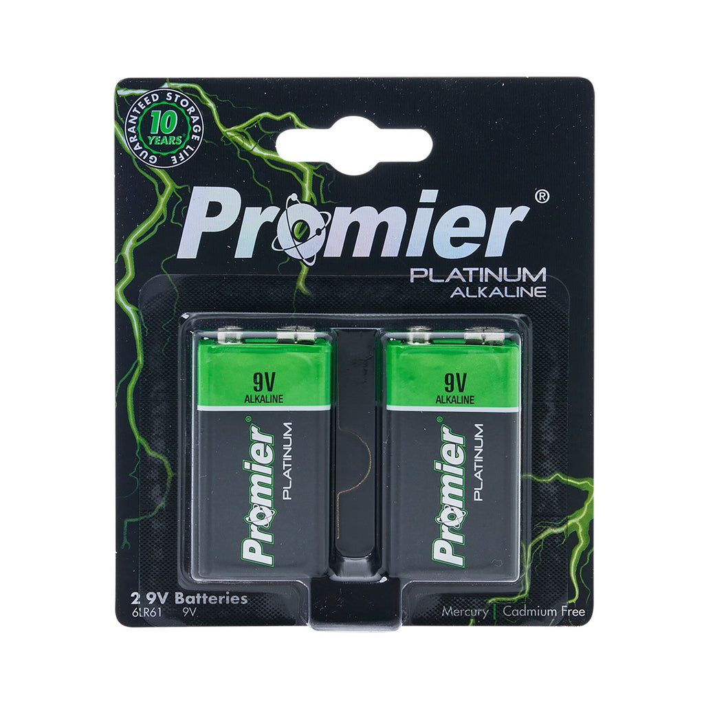 Promier® 9v Platinum Alkaline Battery 2 Pack