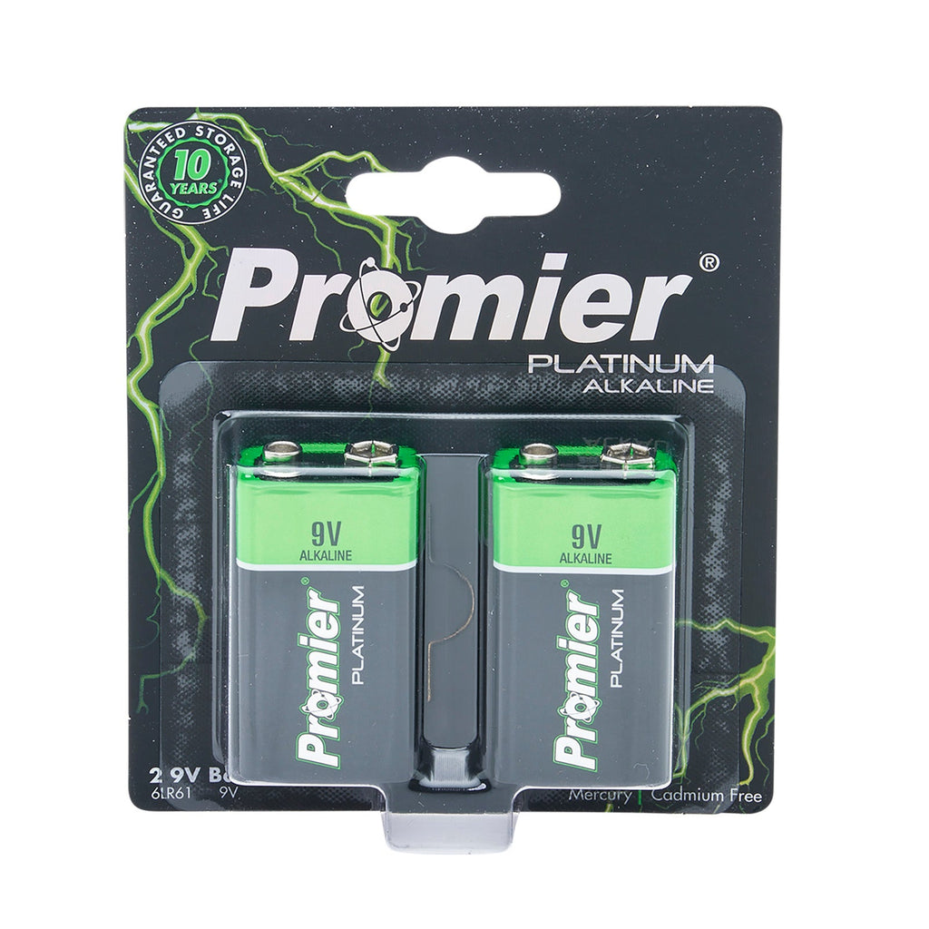 Promier® 9v Platinum Alkaline Battery 2 Pack