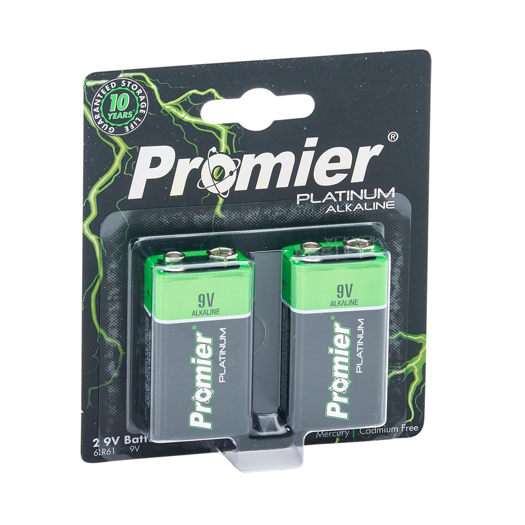 Promier® 9v Platinum Alkaline Battery 2 Pack