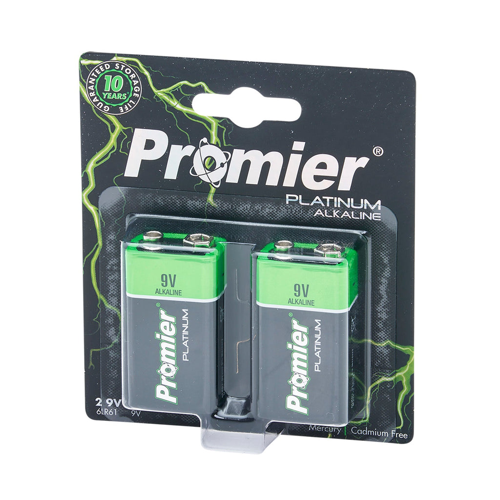 Promier® 9v Platinum Alkaline Battery 2 Pack
