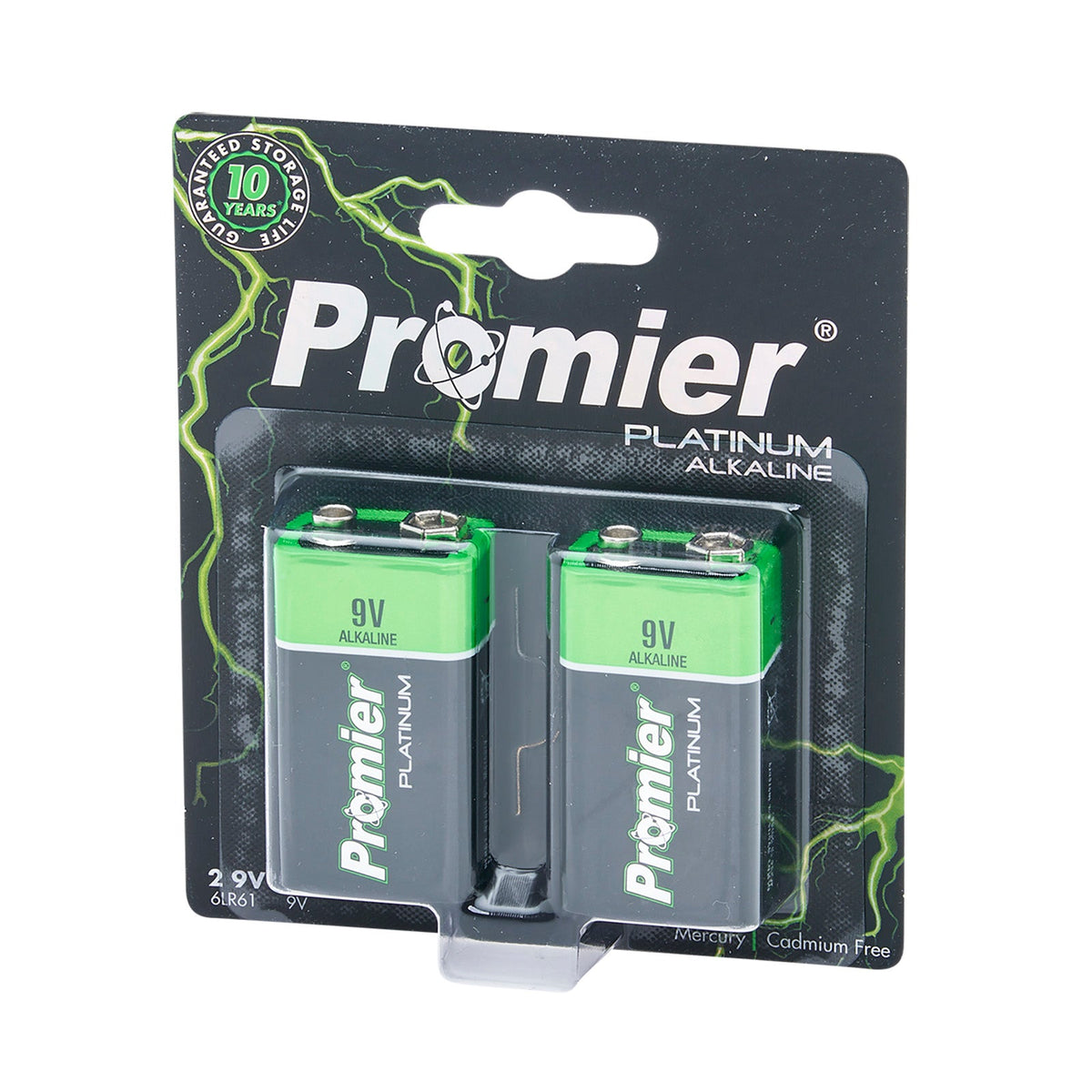 Promier® 9v Platinum Alkaline Battery 2 Pack
