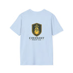 Shield Crest T-Shirt — Minimalist Green & Gold Logo Tee