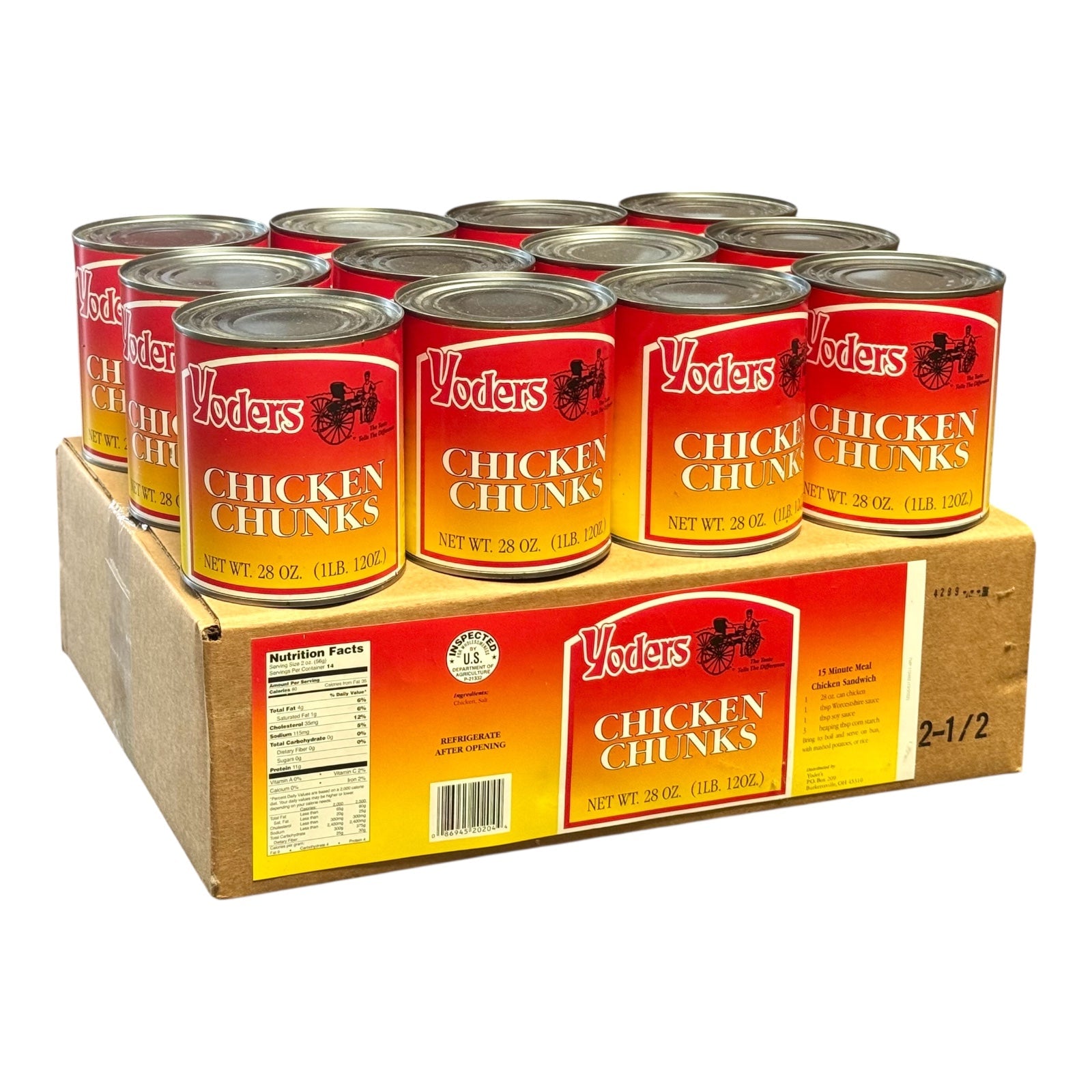 Yoder’s Canned Chicken Chunks — 28 oz, Fully Cooked (10+ Year Shelf Life)
