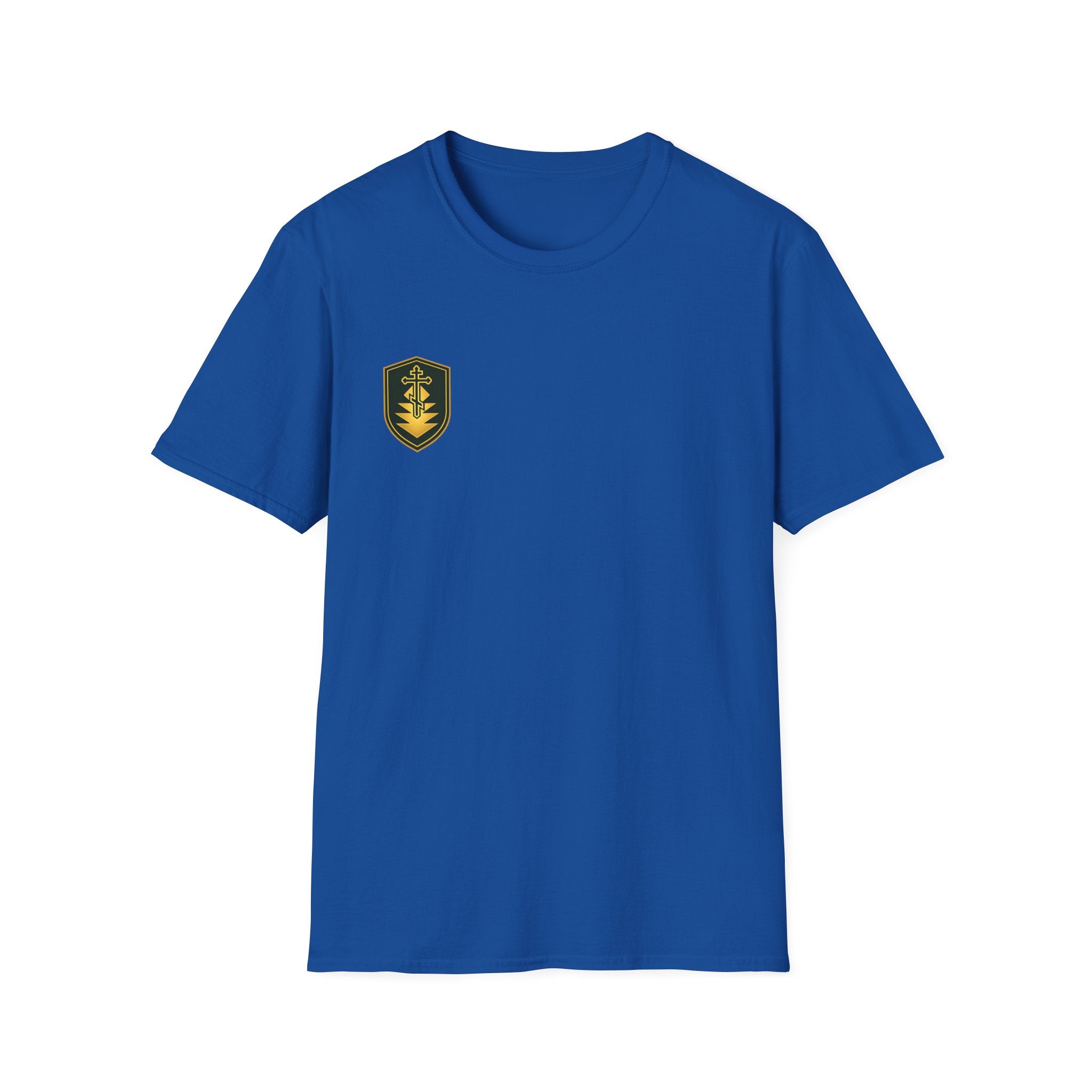 Shield Crest T-Shirt — Minimalist Green & Gold Logo Tee