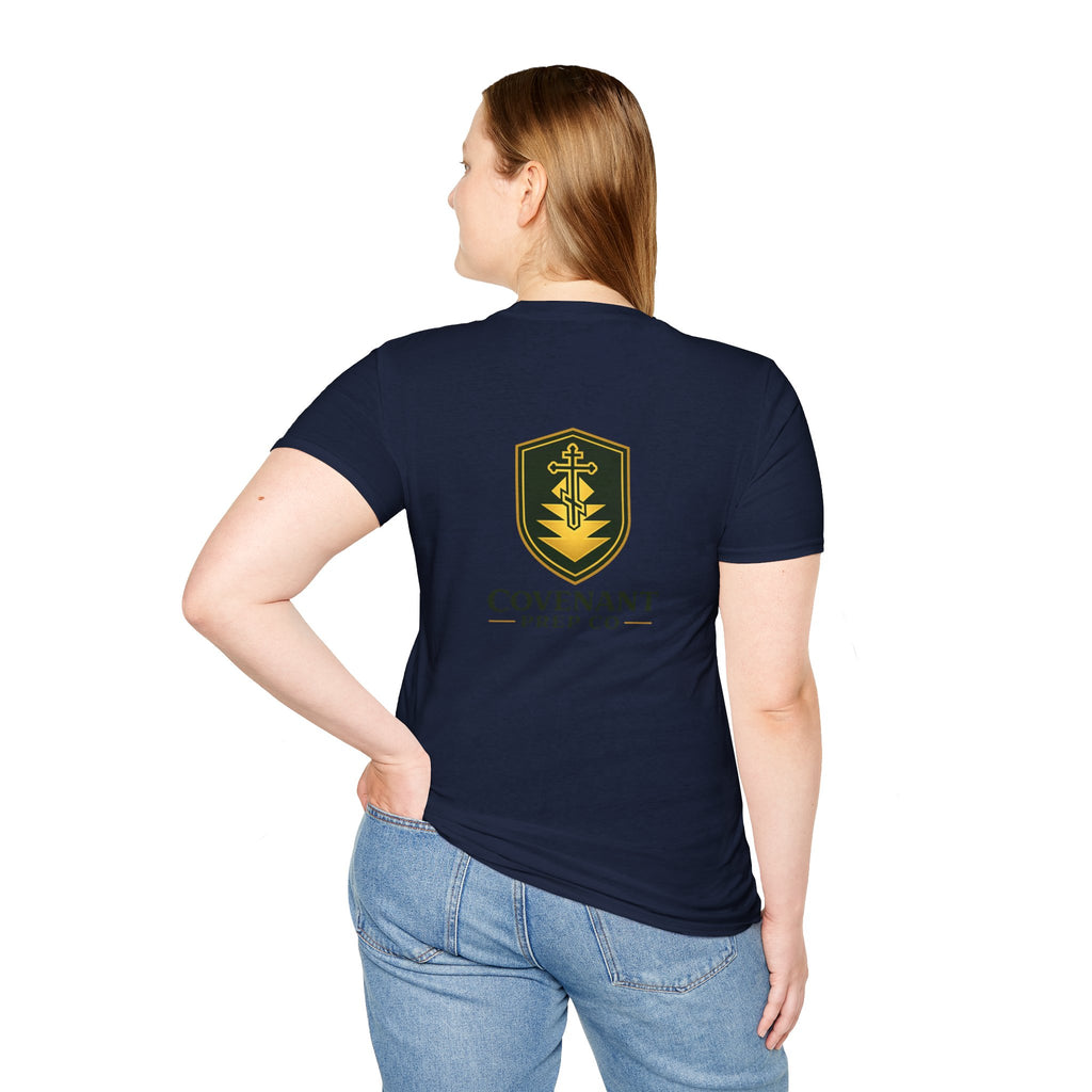 Shield Crest T-Shirt — Minimalist Green & Gold Logo Tee