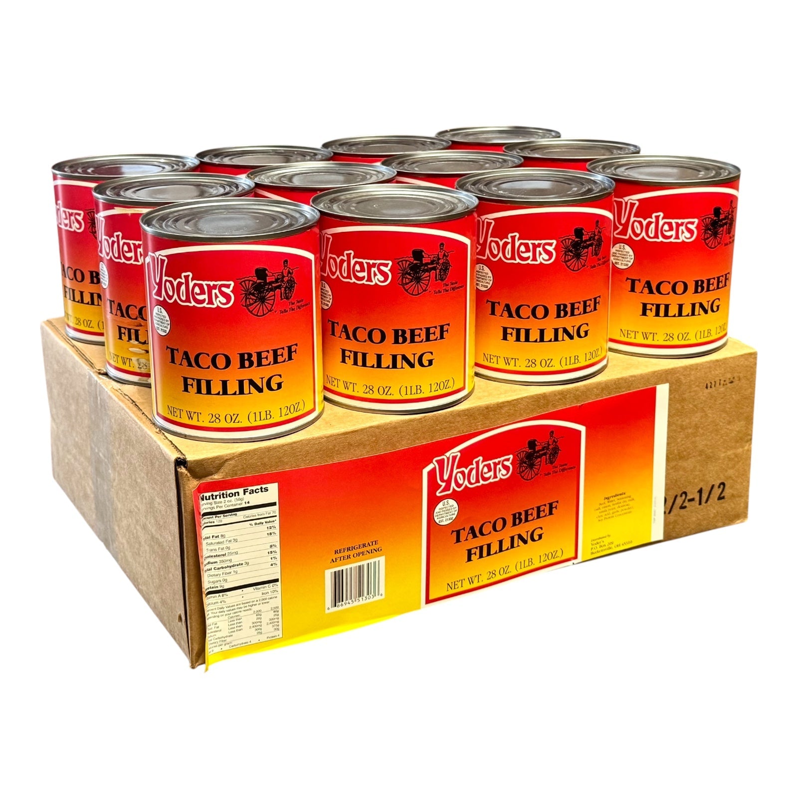 Yoder’s Canned Taco Beef Filling — 28 oz, Fully Cooked (10+ Year Shelf Life)