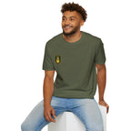 Shield Crest T-Shirt — Minimalist Green & Gold Logo Tee