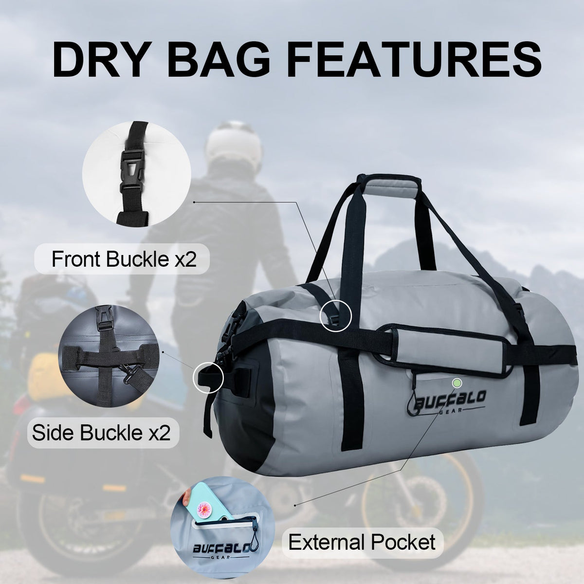 63QT Roll Top Waterproof Duffel Bag — view 3