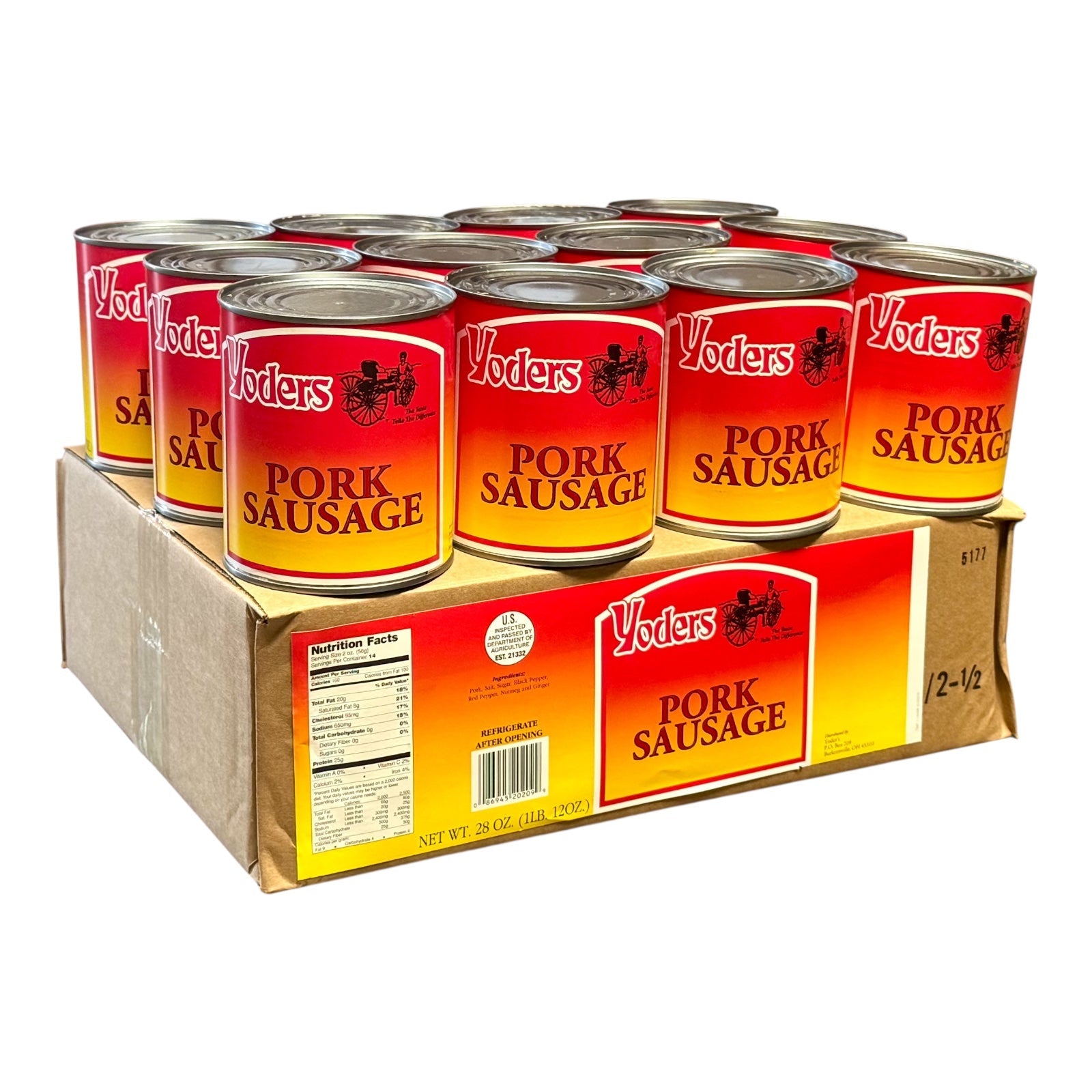 Yoder’s Canned Pork Sausage — 28 oz, Fully Cooked (10+ Year Shelf Life)