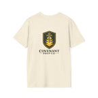 Shield Crest T-Shirt — Minimalist Green & Gold Logo Tee