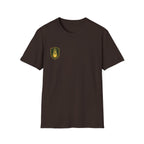 Shield Crest T-Shirt — Minimalist Green & Gold Logo Tee