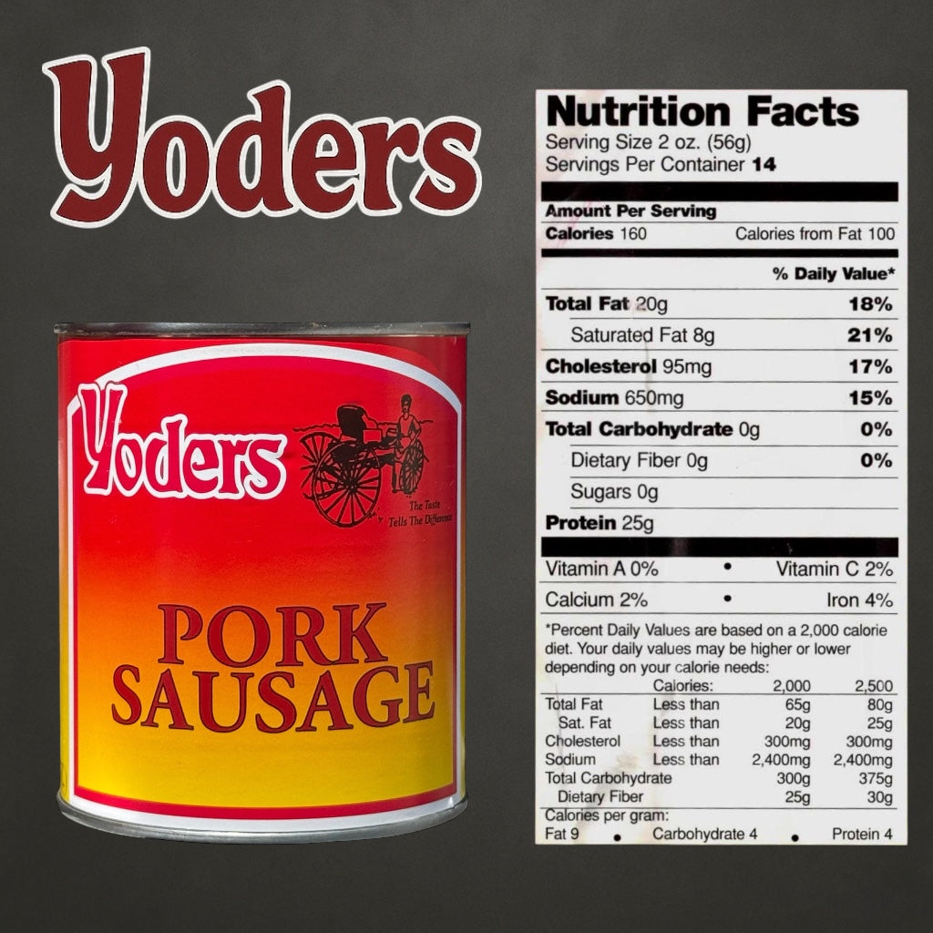 Yoder’s Canned Pork Sausage — 28 oz, Fully Cooked (10+ Year Shelf Life)