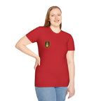 Shield Crest T-Shirt — Minimalist Green & Gold Logo Tee