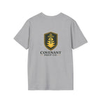 Shield Crest T-Shirt — Minimalist Green & Gold Logo Tee