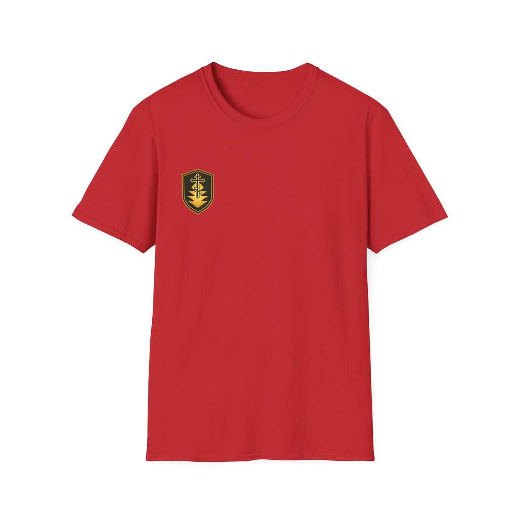 Shield Crest T-Shirt — Minimalist Green & Gold Logo Tee
