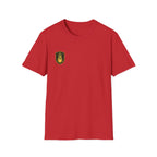 Shield Crest T-Shirt — Minimalist Green & Gold Logo Tee