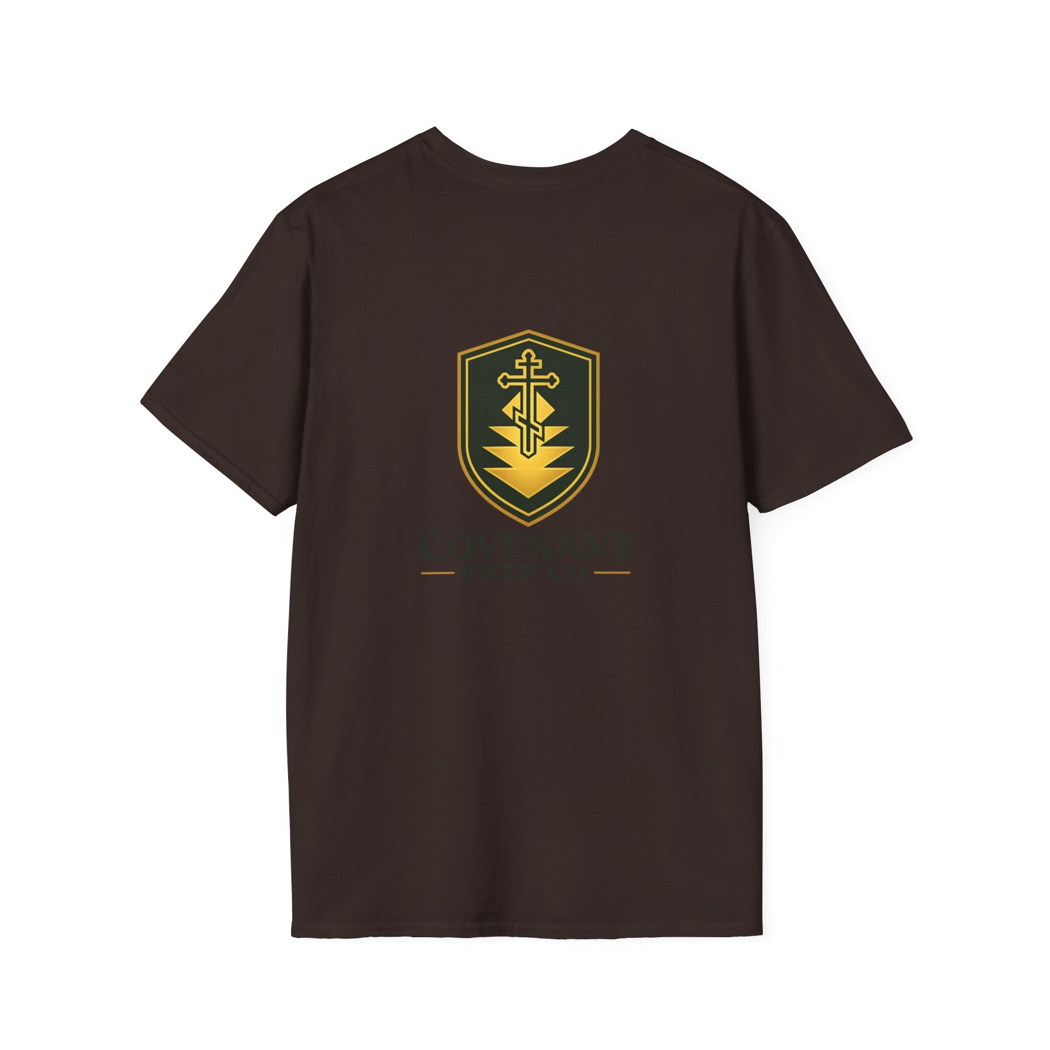 Shield Crest T-Shirt — Minimalist Green & Gold Logo Tee