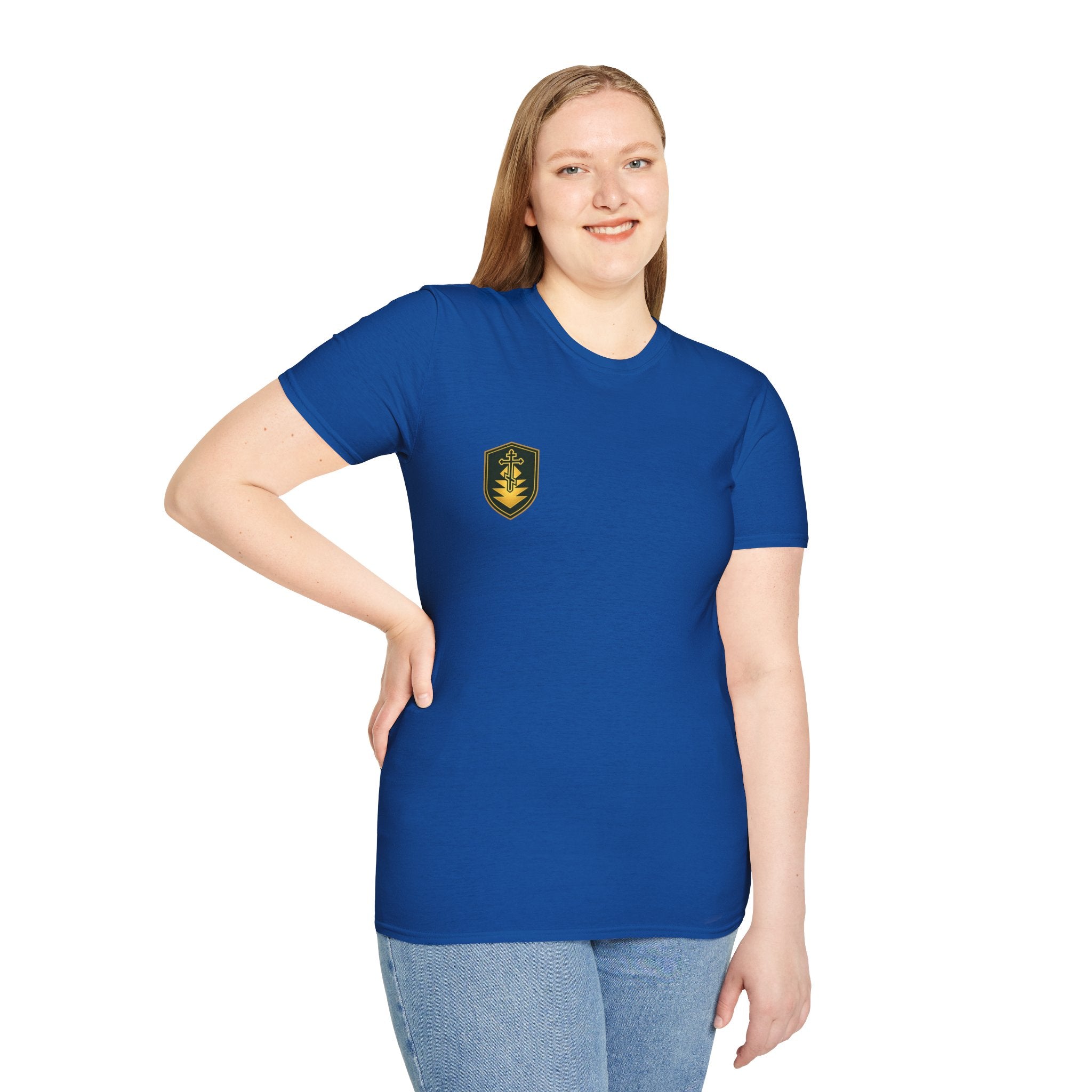 Shield Crest T-Shirt — Minimalist Green & Gold Logo Tee