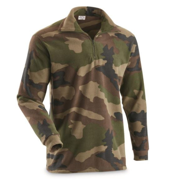 French CCE Camo Fleece Shirt with Zipper — New, Unissued