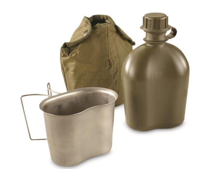 Austrian Canteen with Cup & OD Cover — Like New