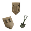 German OD Tri-Fold Shovel with Rubberized Cover — Used