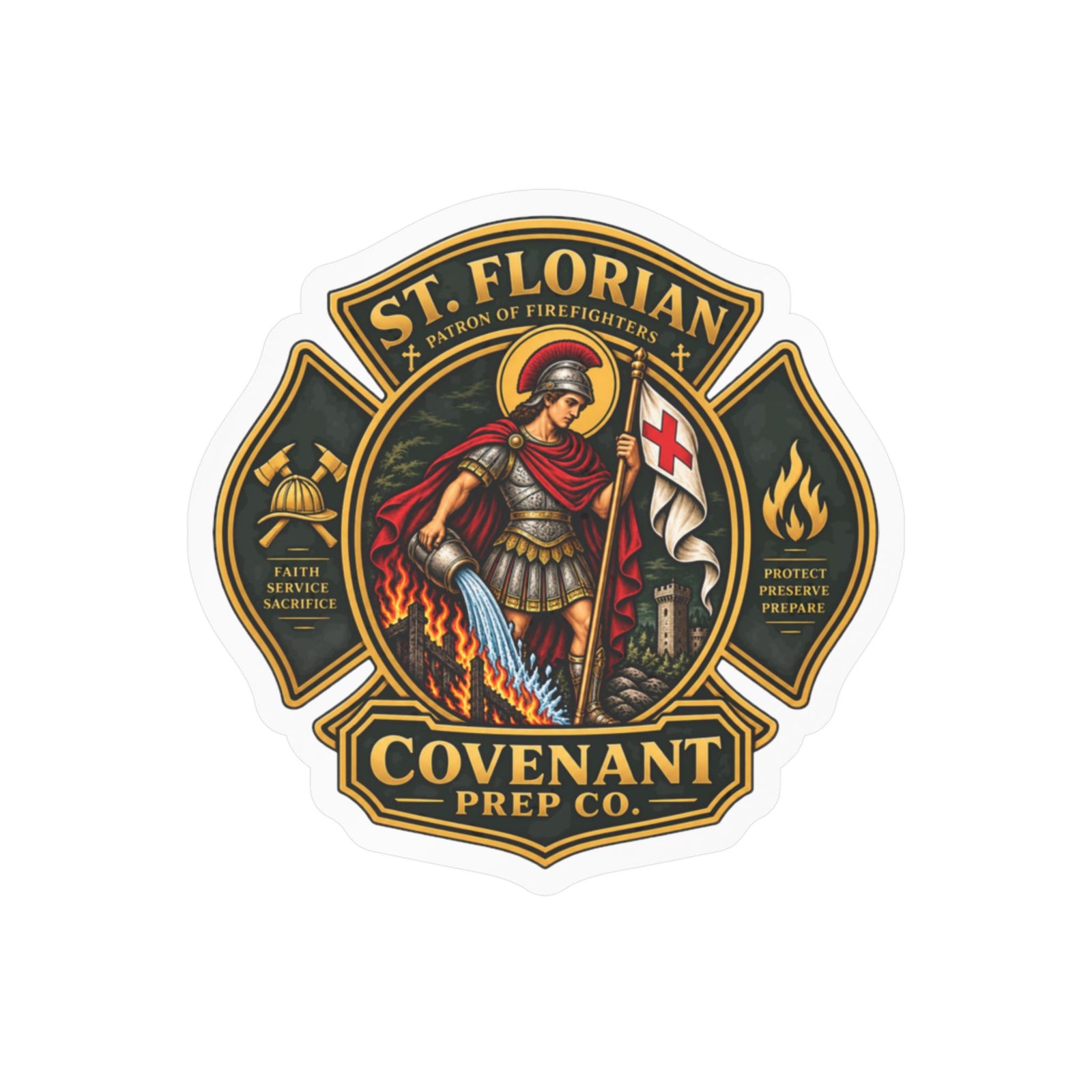Firefighter Cross Sticker