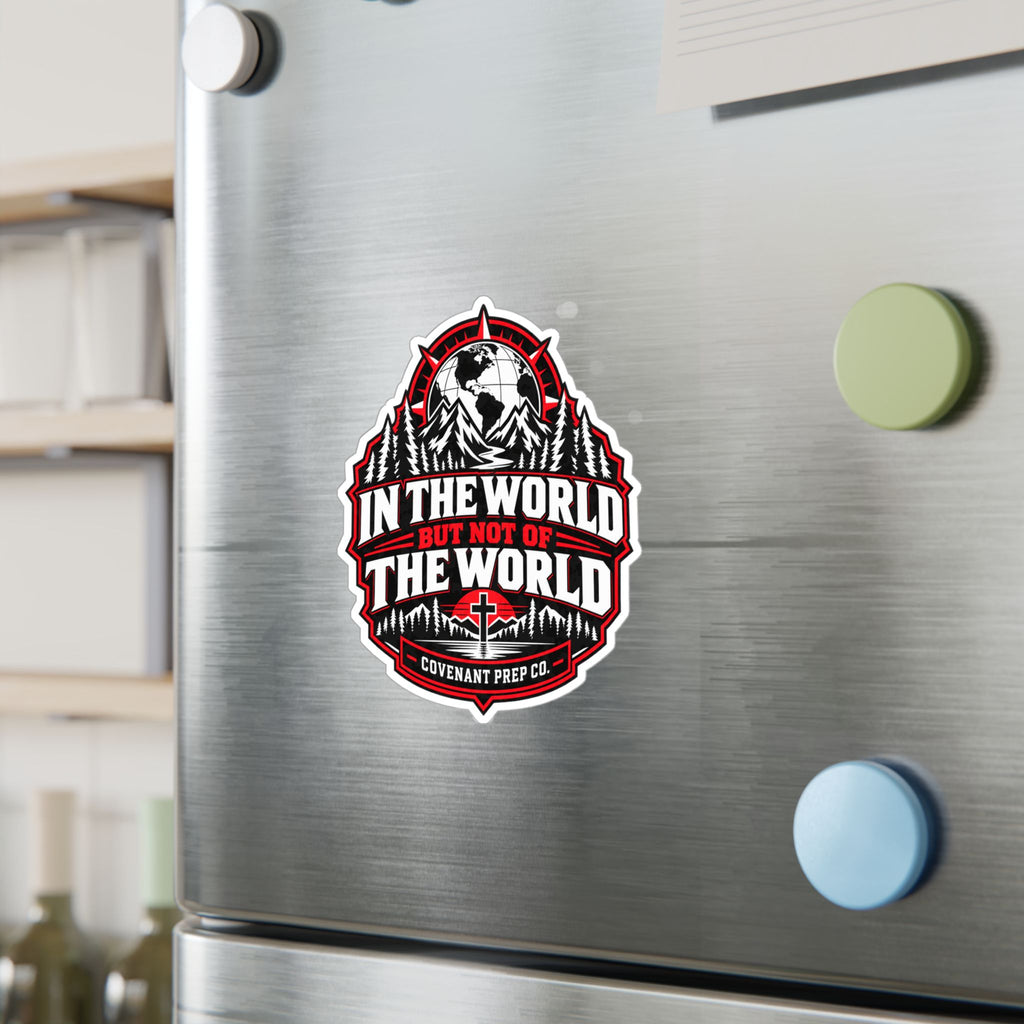 In The World, Not Of The World Sticker - Red & Black