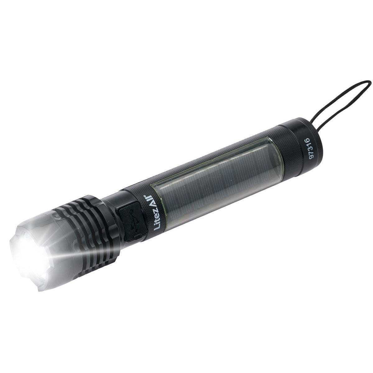 LitezAll® Bask Solar Powered & USB Rechargeable Flashlight