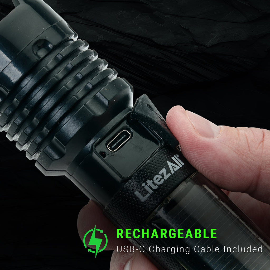 LitezAll® Bask Solar Powered & USB Rechargeable Flashlight