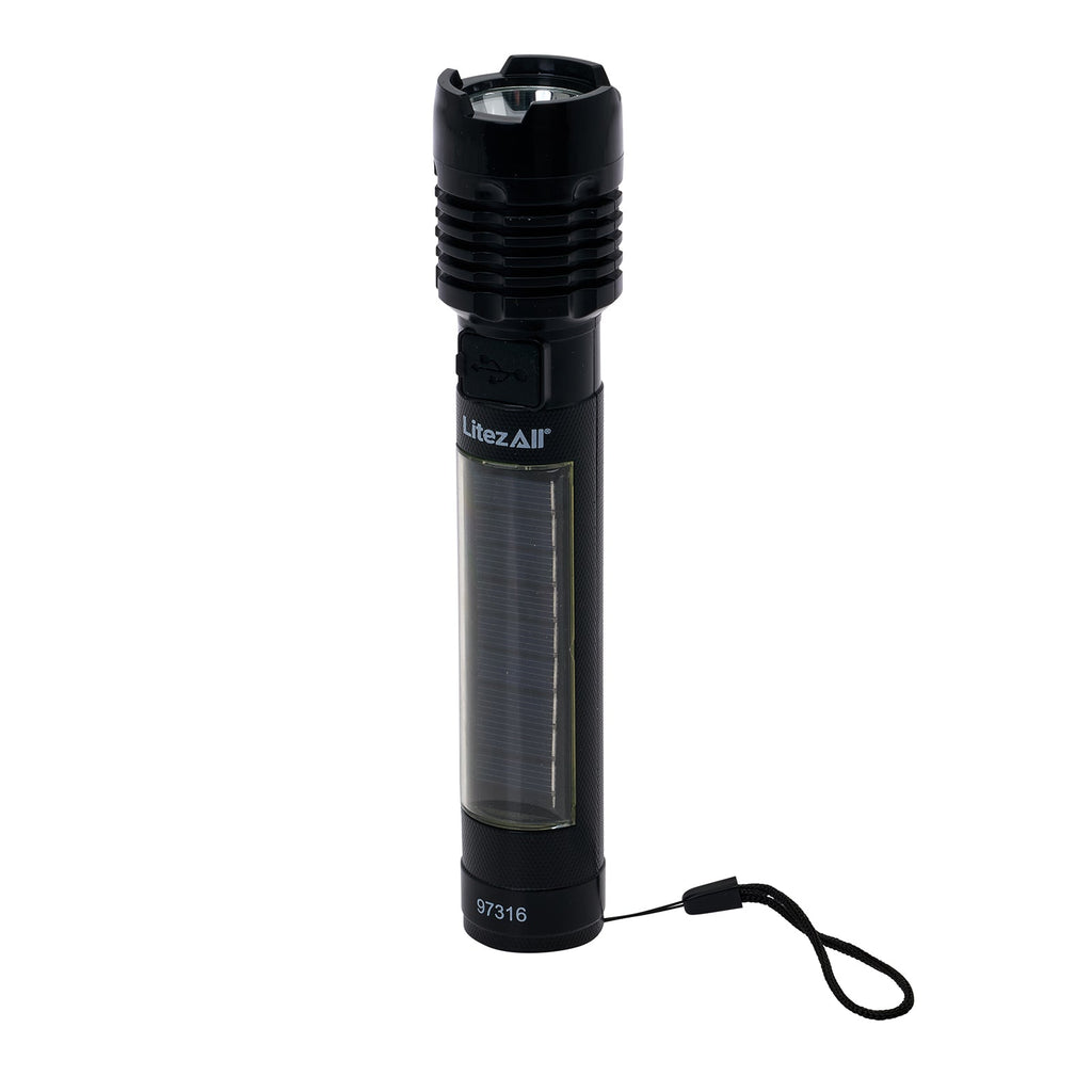 LitezAll® Bask Solar Powered & USB Rechargeable Flashlight