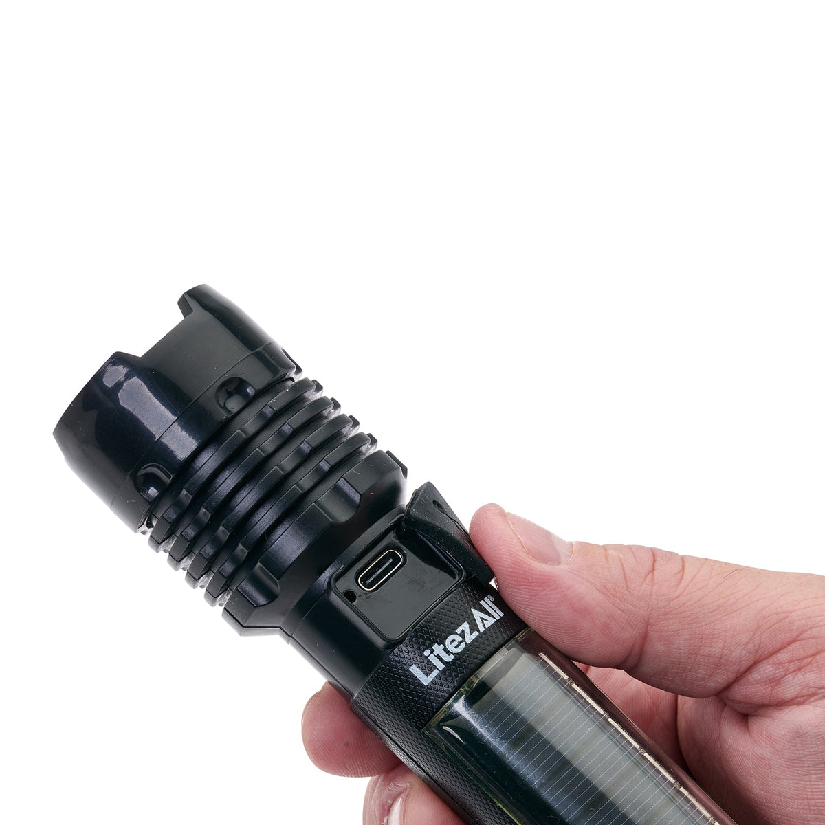 LitezAll® Bask Solar Powered & USB Rechargeable Flashlight