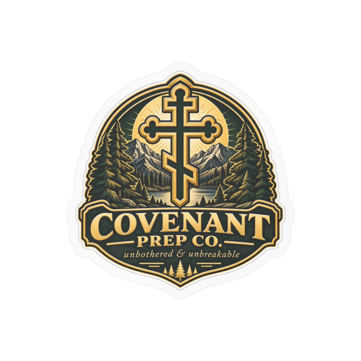 Cross and Mountains Sticker