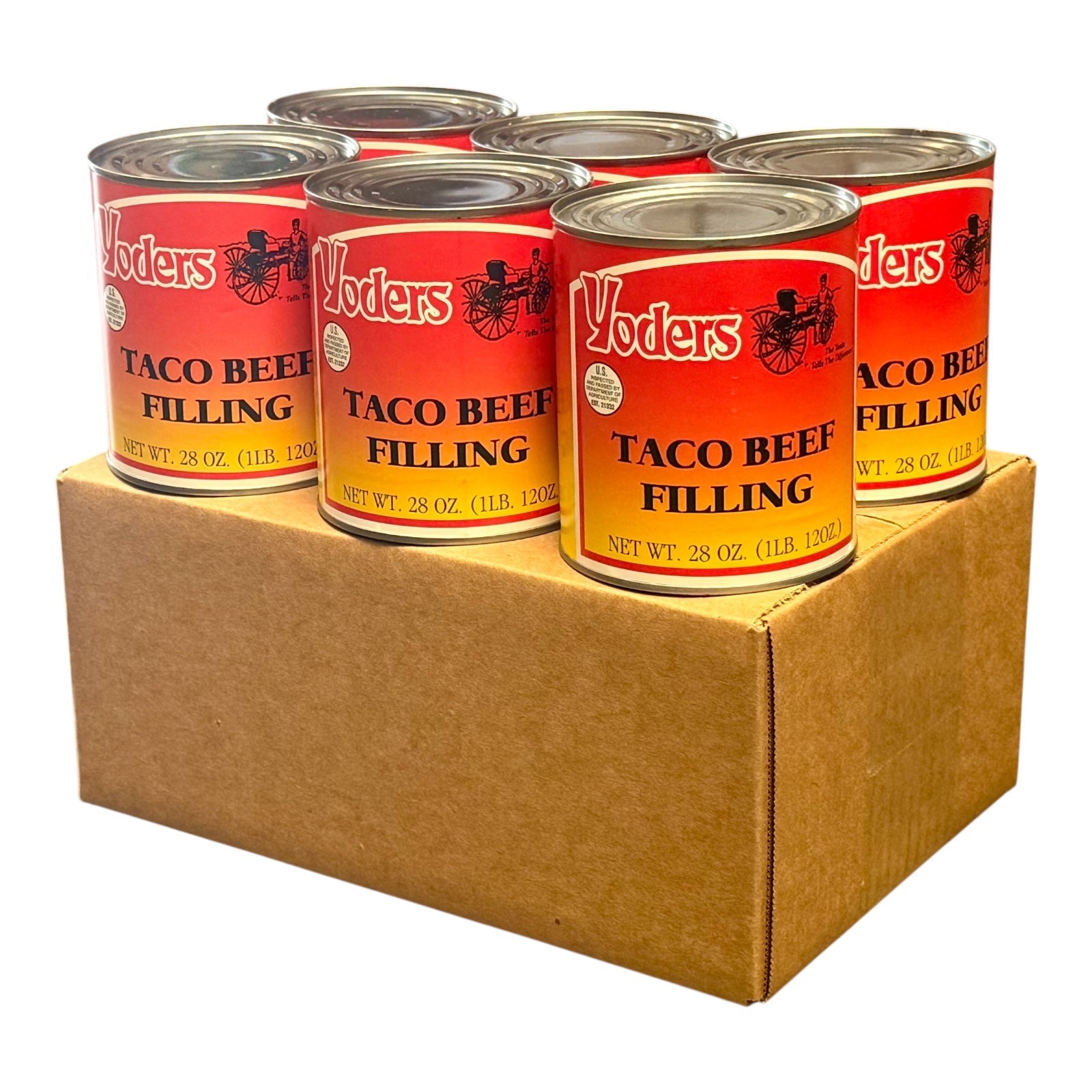 Yoder’s Canned Taco Beef Filling — 28 oz, Fully Cooked (10+ Year Shelf Life)