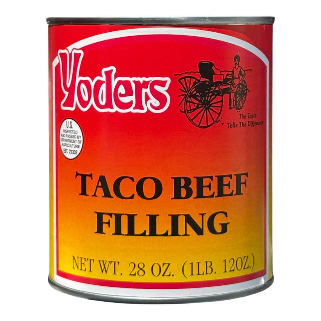 Yoder’s Canned Taco Beef Filling — 28 oz, Fully Cooked (10+ Year Shelf Life)