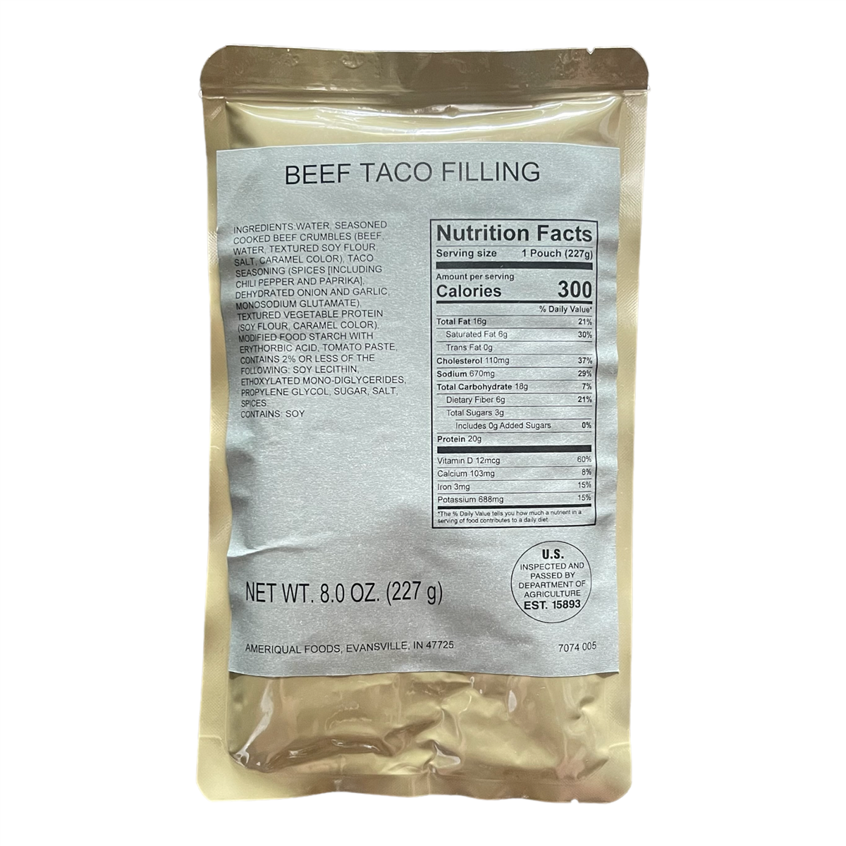BULK MRE Entree - 72 packs of Beef Taco Filling — view 2