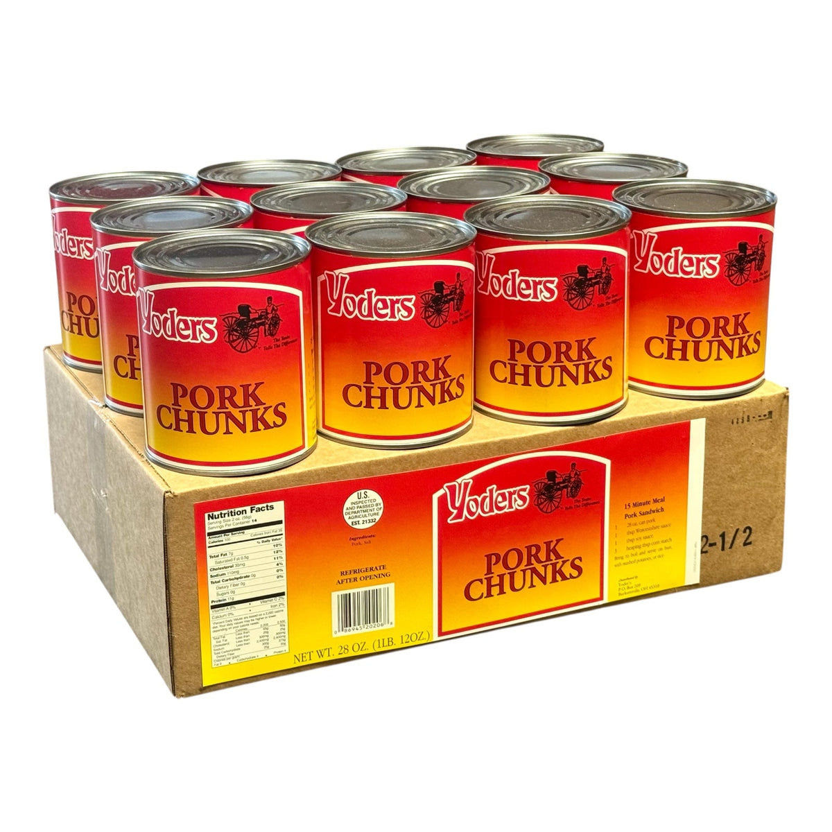 Yoder’s Canned Pork Chunks — 28 oz, Fully Cooked (10+ Year Shelf Life)