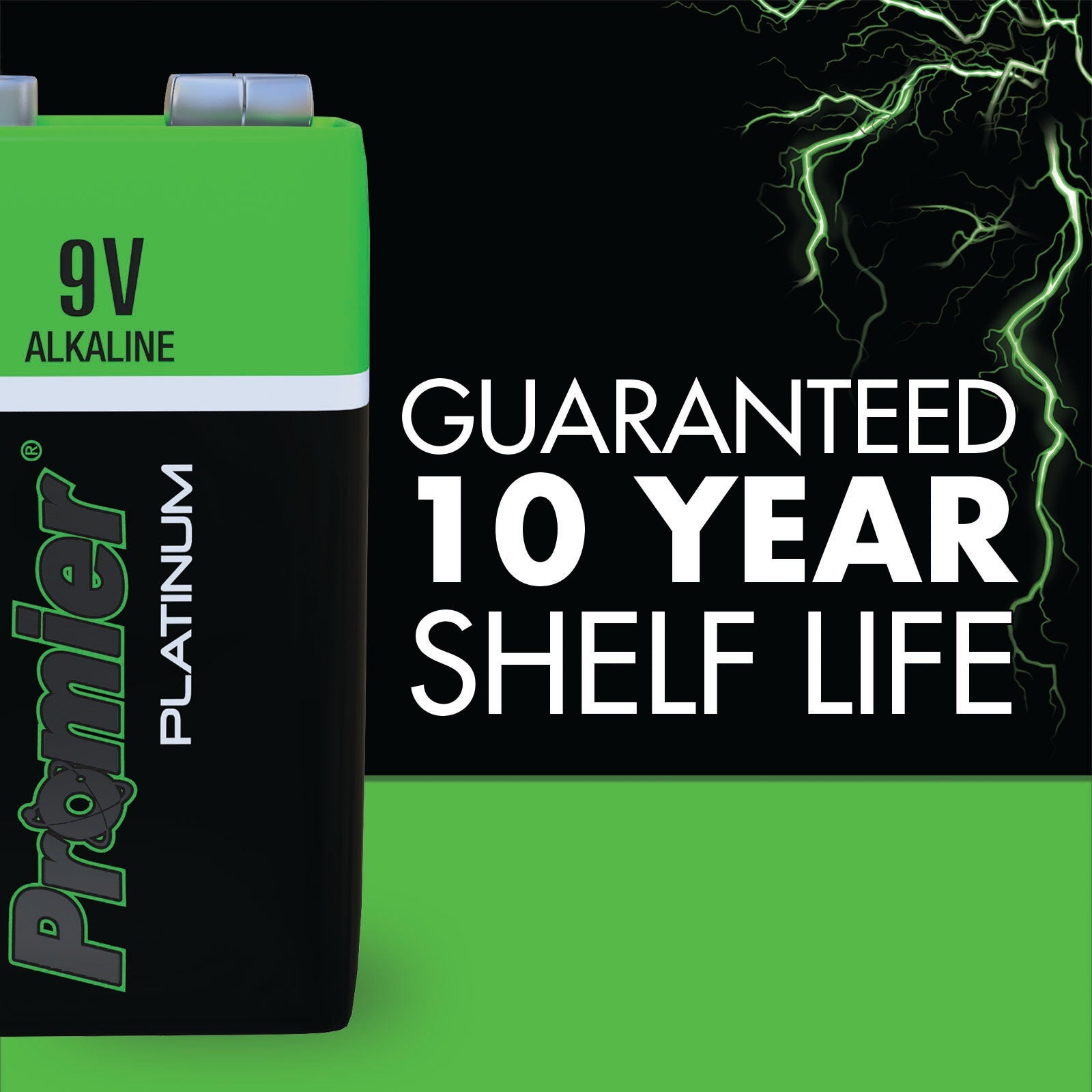 Promier® 9v Platinum Alkaline Battery 2 Pack